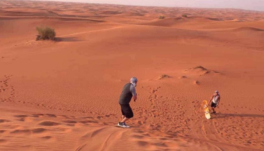 Morning Desert Safari Dubai sandboarding